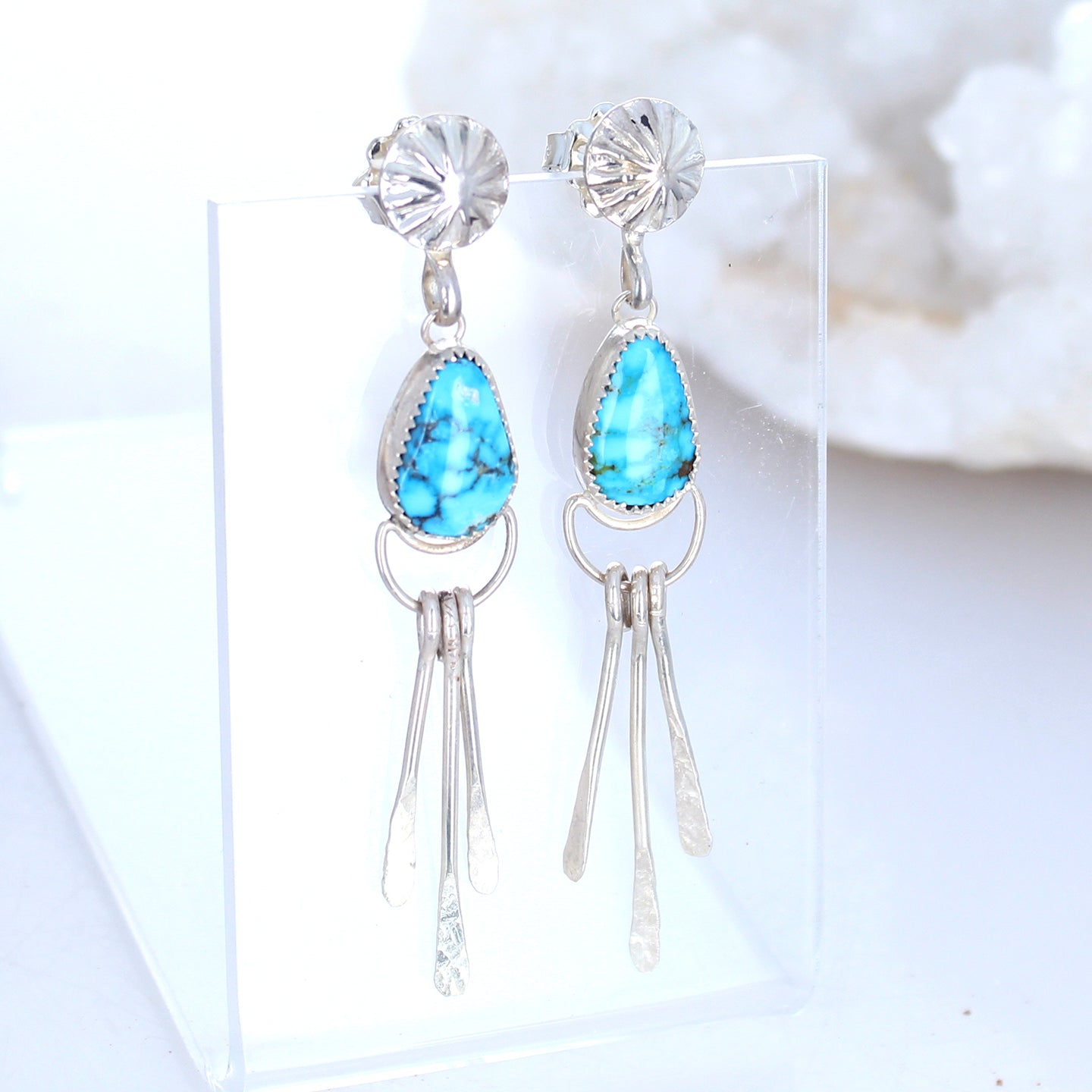 AAA Kingman Turquoise Moon Earrings Dangles Southwest