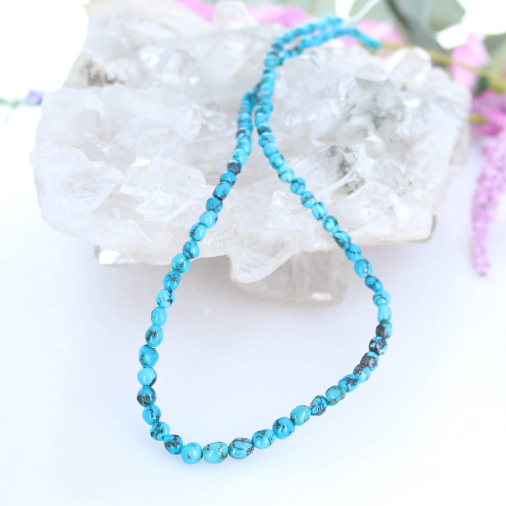 Brilliant Blue Hubei TURQUOISE BEADS Potato 3-5mm