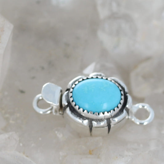 AAA Blue Sleeping Beauty Turquoise Clasp Oval 9x10.5mm Southwestern Design