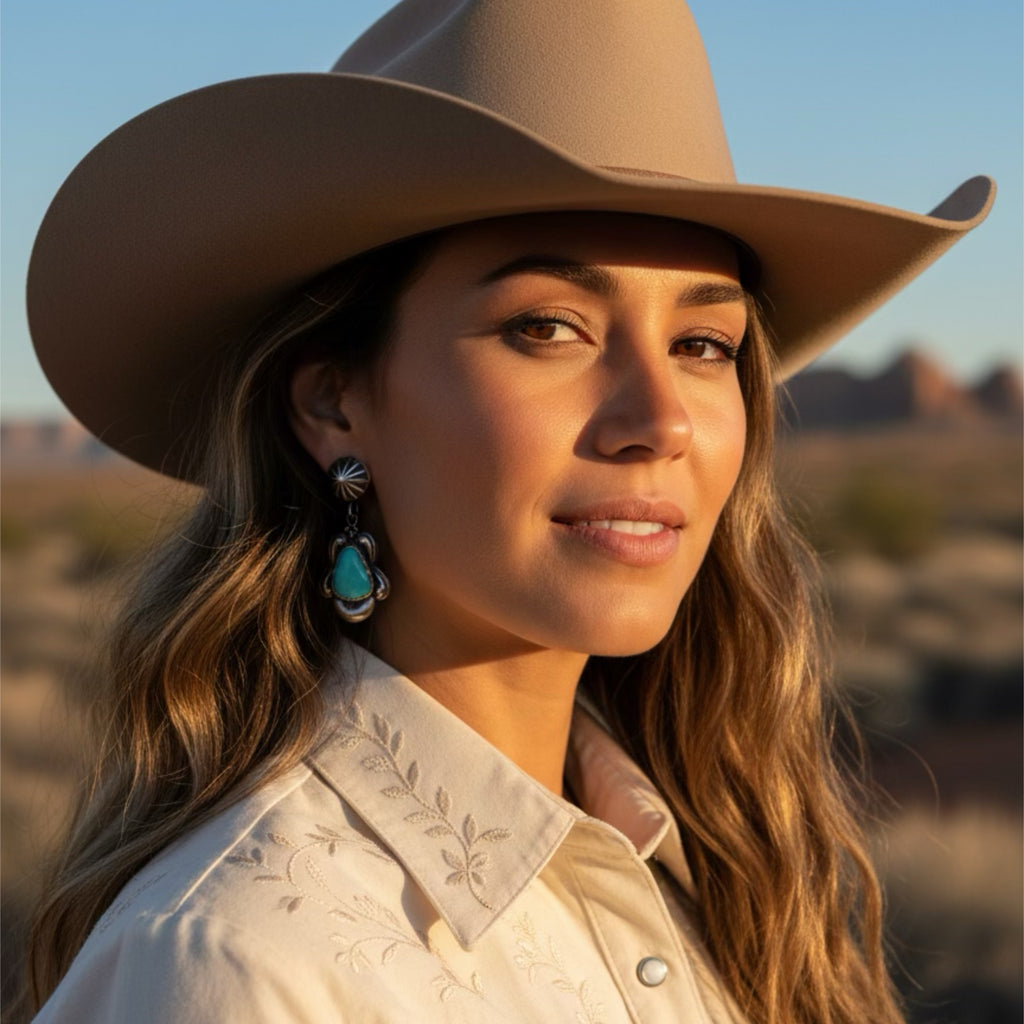 Sky Blue Turquoise Many Moons Earrings Sterling Silver Southwestern Elegance