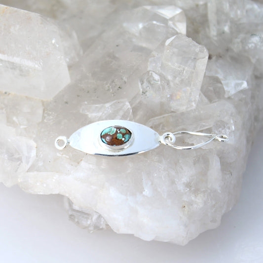 Pilot Mountain Turquoise Clasp Sterling 5x7mm Southwest Style