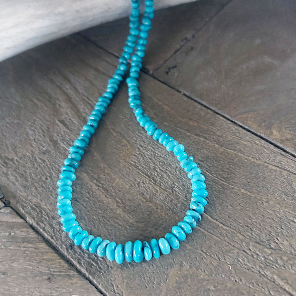 AAA Prince Mine Egyptian Turquoise Beads Strand 4-7mm Hand Shaped Rondelles 16"