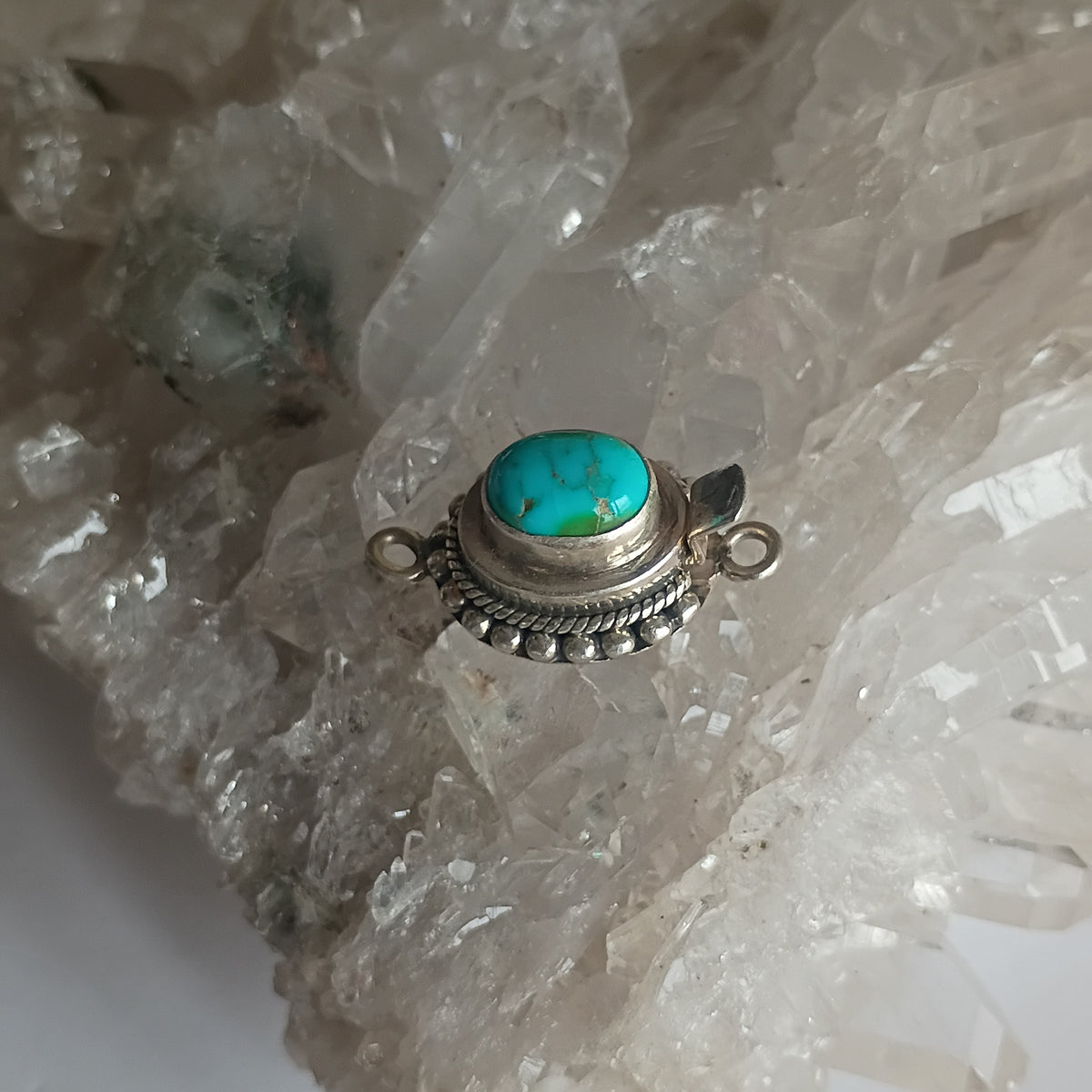 AAA Blue Green Sonoran Mountain Turquoise Clasp Sterling 10x8mm Southwestern