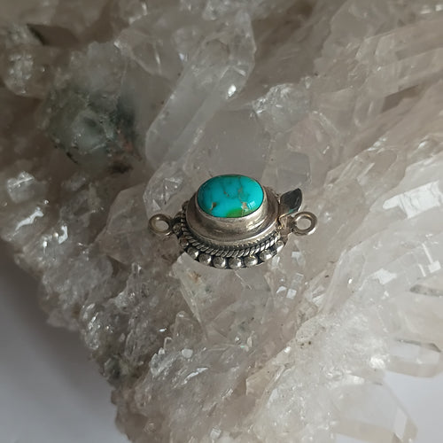 AAA Blue Green Sonoran Mountain Turquoise Clasp Sterling 10x8mm Southwestern