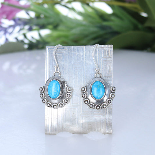 Blue Bird Turquoise Earrings Drops Boho Chic Sterling silver