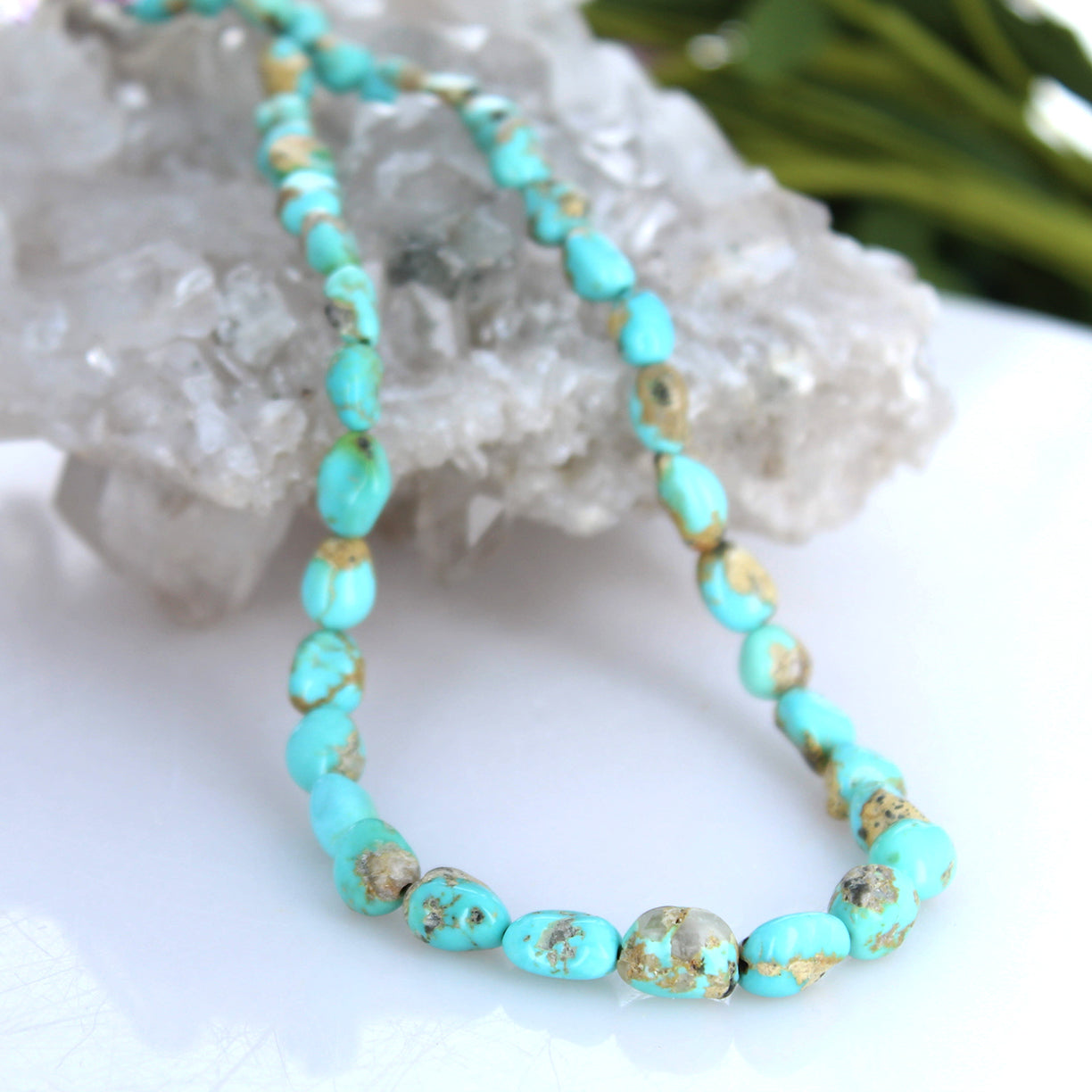 Sonoran Gold Turquoise Beads Bright Blue 8-12mm 16"
