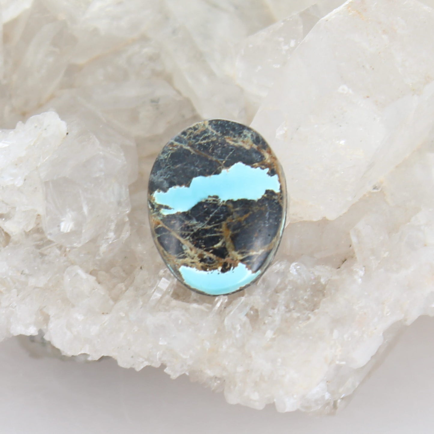 Royston Turquoise Cabochon Sky Blue Ribbon Oval 30x24mm