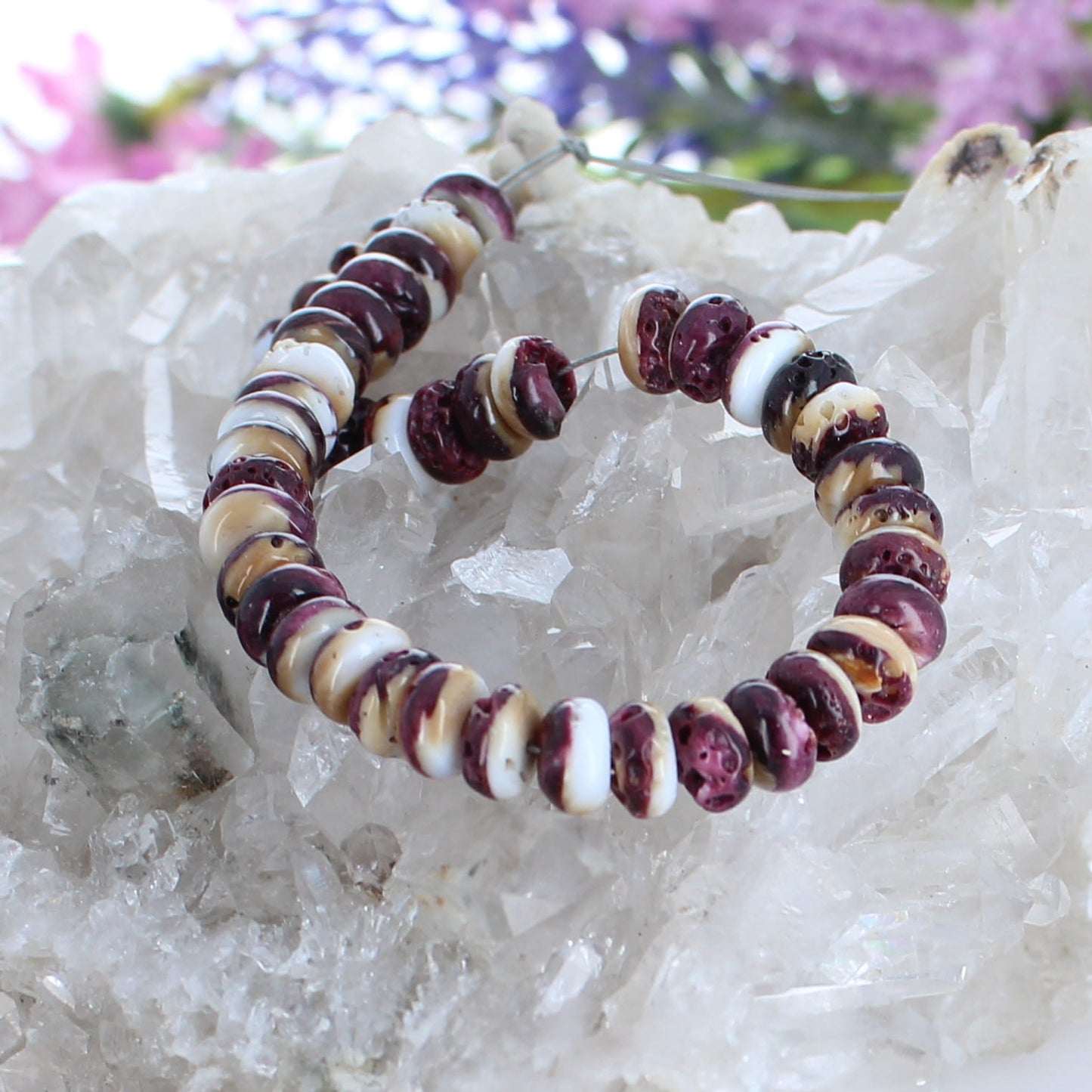 Purple Spiny Oyster Beads Rondelles 8mm 8"
