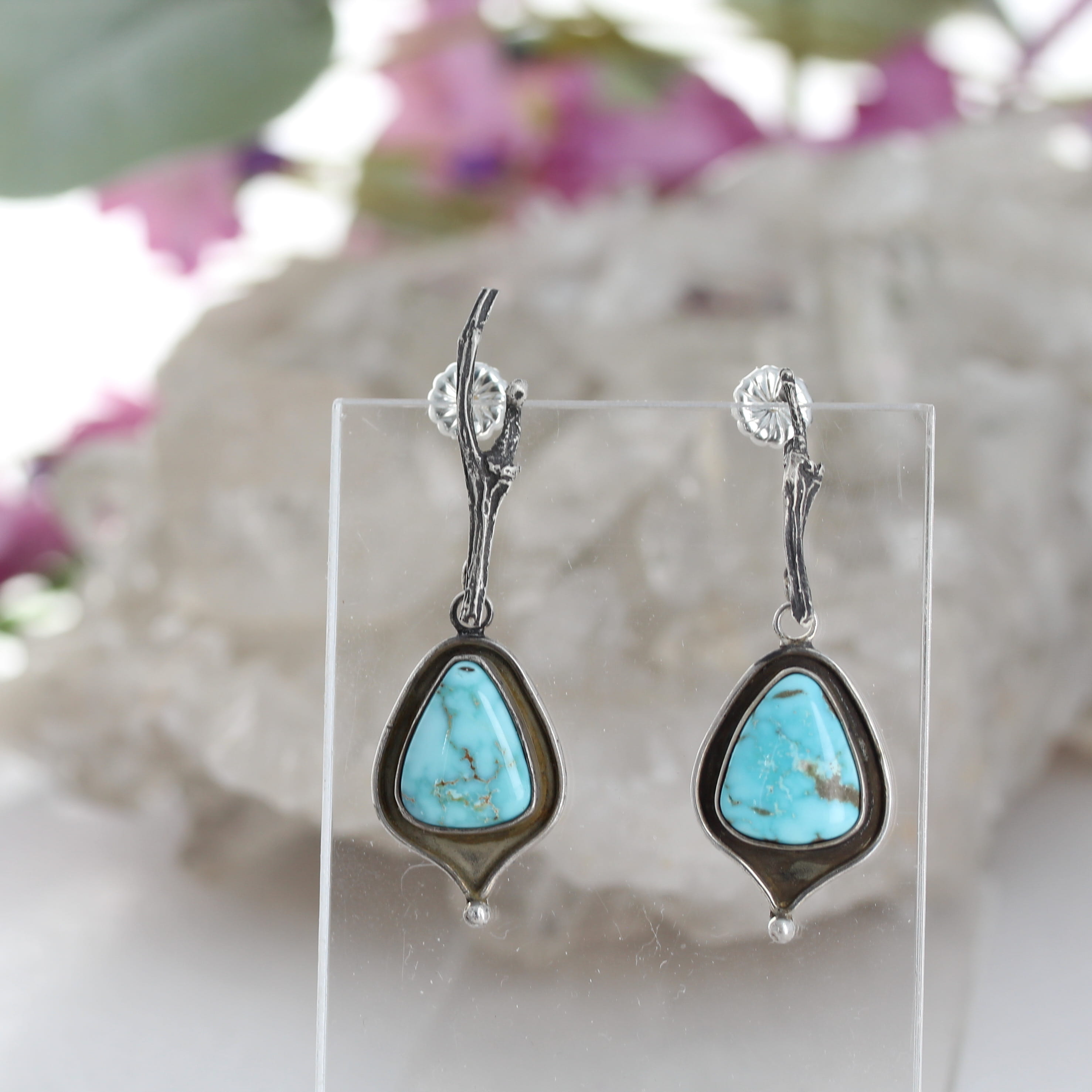 RARE DRY CREEK Turquoise Earrings Southwest American Turquoise Sterling