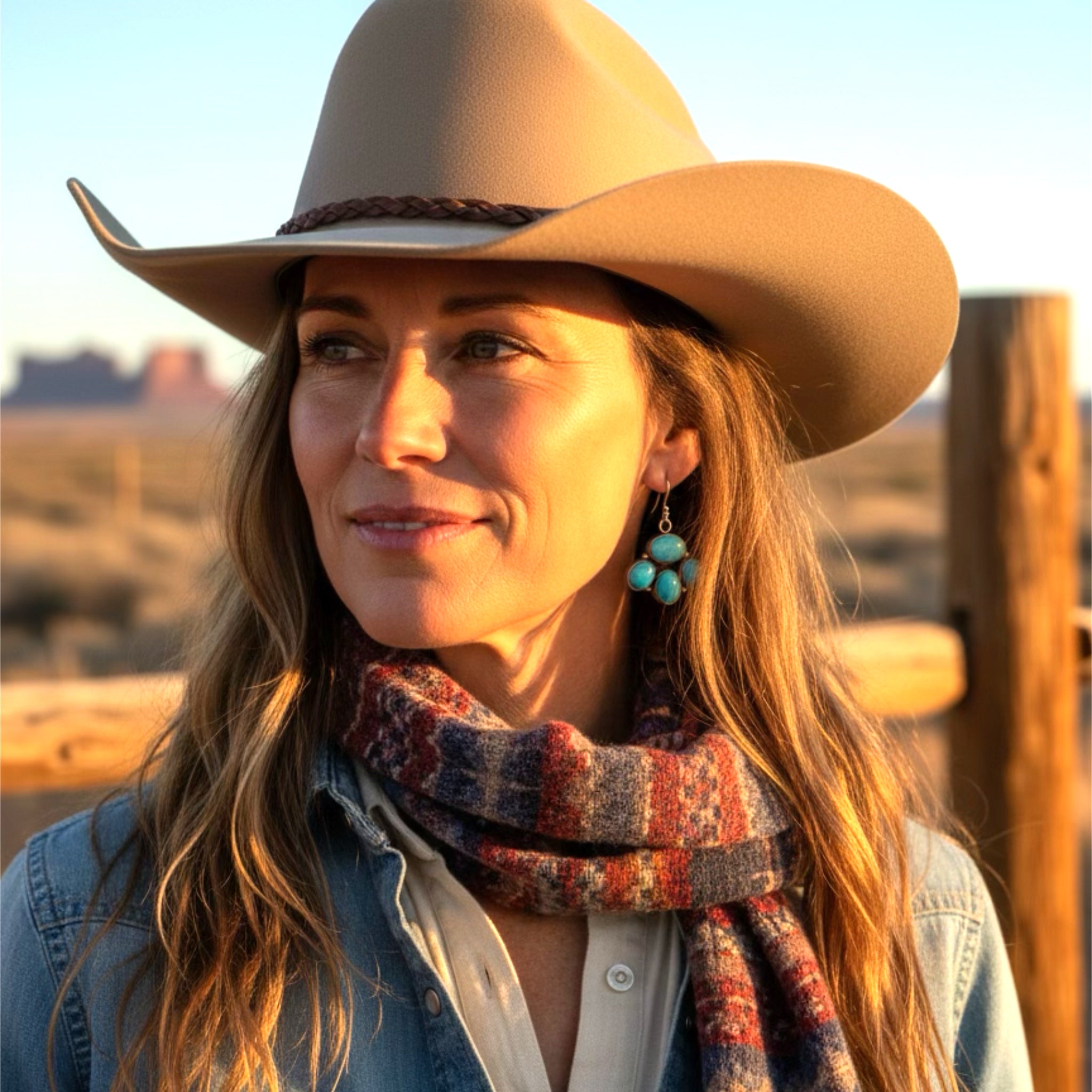 Blue Ridge Orvil Jack Turquoise 3 Petal Earrings Sterling Silver