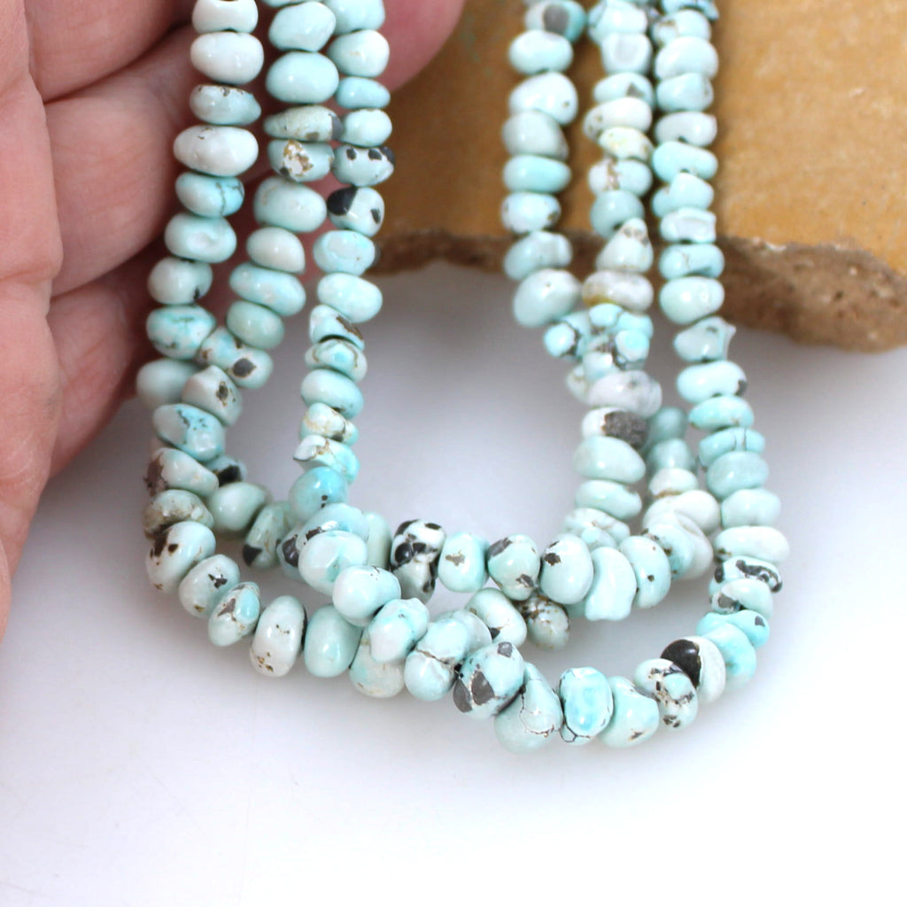 AAA ICE BLUE Matrix Lone Mountain Turquoise Beads 4-8mm