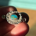 AAA Kingman Turquoise Sterling Clasp Moon Design 7x9mm with Copper