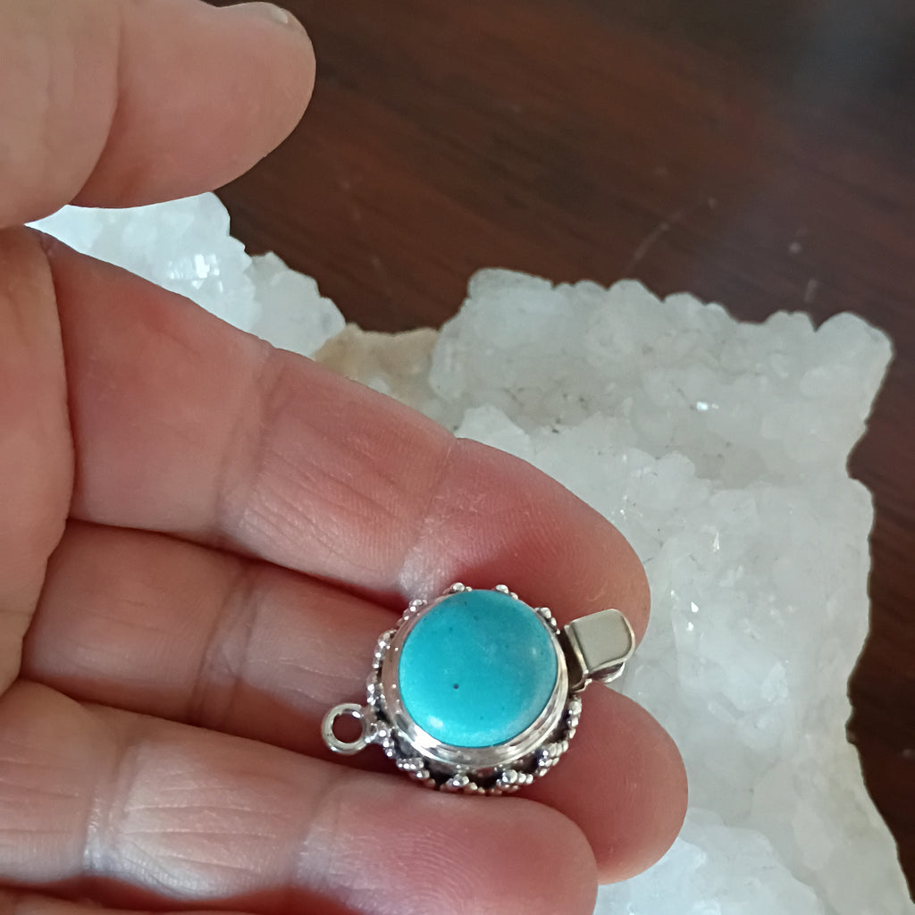 Unique RARE EGYPTIAN TURQUOISE Sterling Clasp Large 13mm