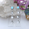 AAA Nevada LONE MOUNTAIN White Buffalo TURQUOISE Earrings 4 Stone Sterling