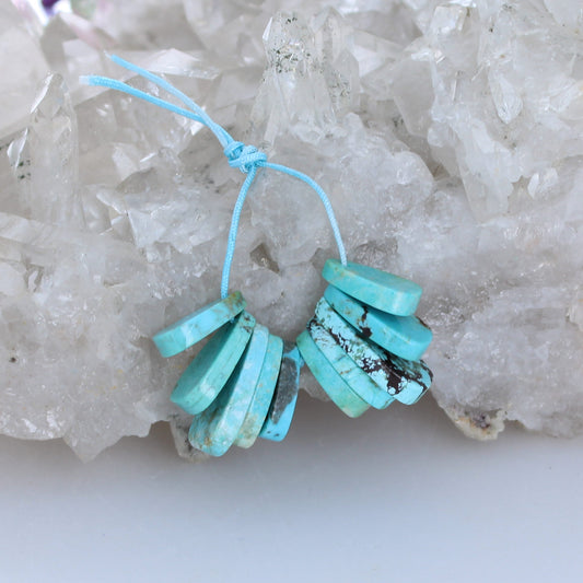 KINGMAN TURQUOISE Carved Corn Pendants Briolettes Set of 10