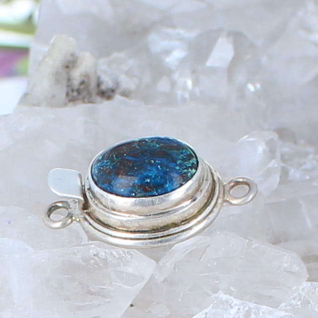 AAA Shattuckite Clasp Large Oval Sterling Silver