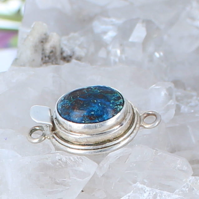 AAA Shattuckite Clasp Large Oval Sterling Silver