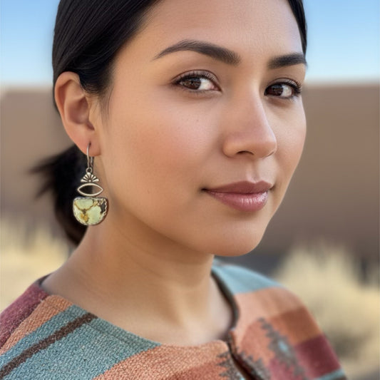 Half Moon Dragon Skin Turquoise Earrings Dangles