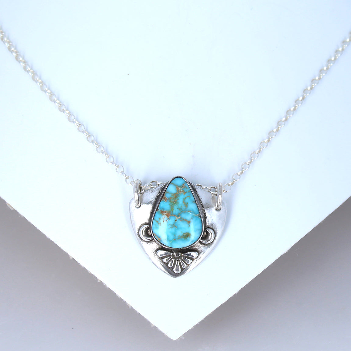 Blue Kingman Turquoise Pendant Sterling Southwest Nevada