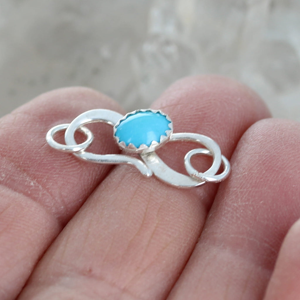 Sleeping Beauty Turquoise Sterling S Shaped Clasp Sterling Silver 5x7mm