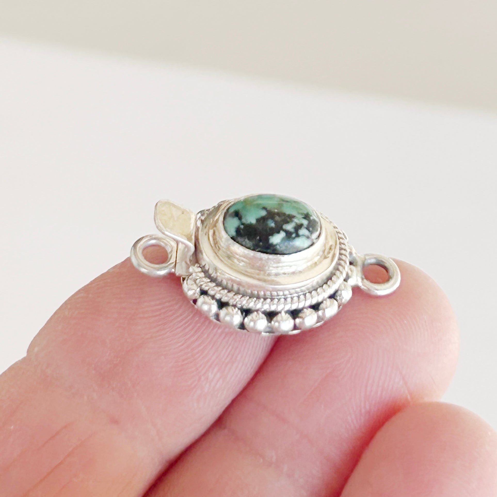 AAA Nevada New Lander Turquoise Clasp Sterling Granulated Design