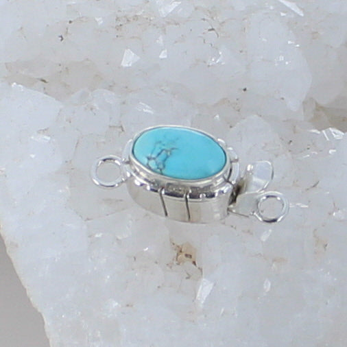 Dry Creek Turquoise Clasp Sterling Silver Southwest Style 12x7mm -NewWorldGems
