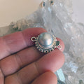 Light Silver Mabe Pearl Clasp Granulated Design 12mm Sterling