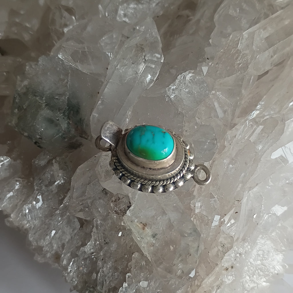 AAA Blue Green Sonoran Mountain Turquoise Clasp Sterling 10x8mm Southwestern