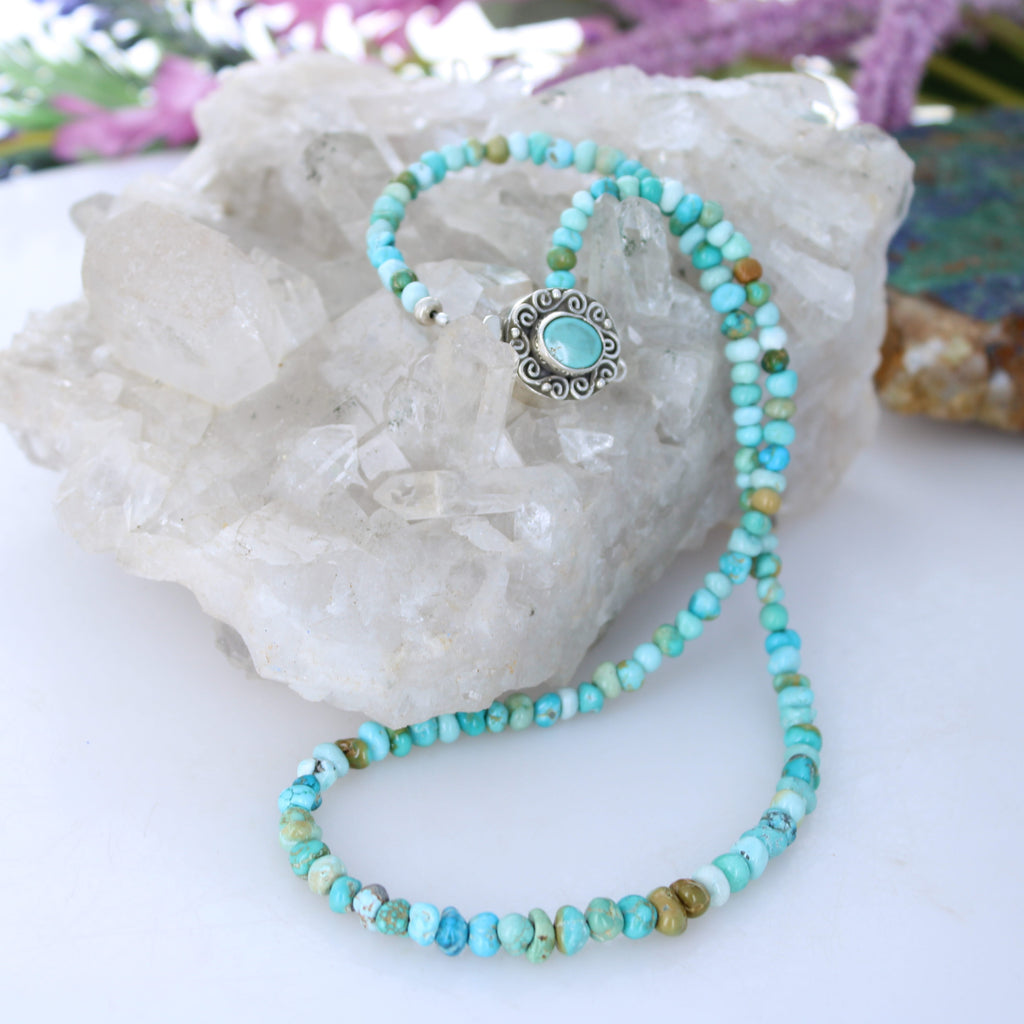 Multi Color Lone Mountain Turquoise Beads Necklace Sterling 4-6mm 19"