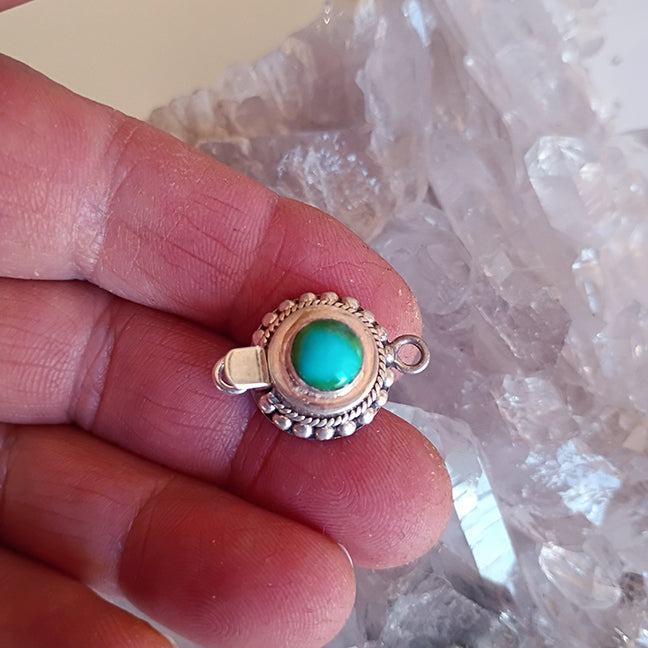 AAA Blue Green Sonoran Mountain Turquoise Clasp Sterling 7mm Southwestern