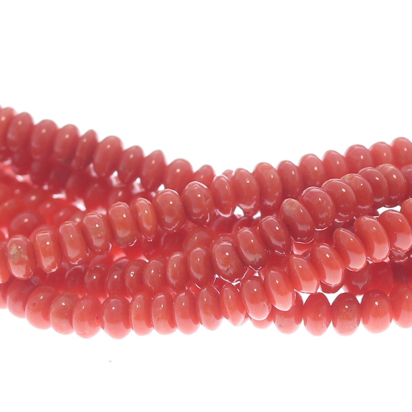 AAA Bright Tomato Red Italian Coral Beads Rondelles 4.5mm 18" -NewWorldGems