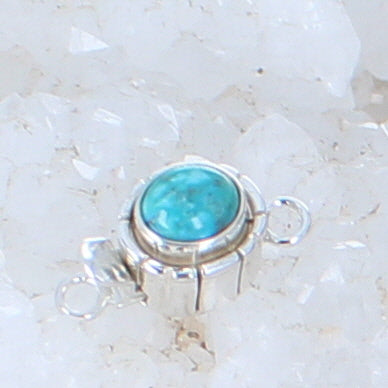Teal Blue Carico Lake Turquoise Sterling Clasp Southwestern Style 6x8mm -NewWorldGems