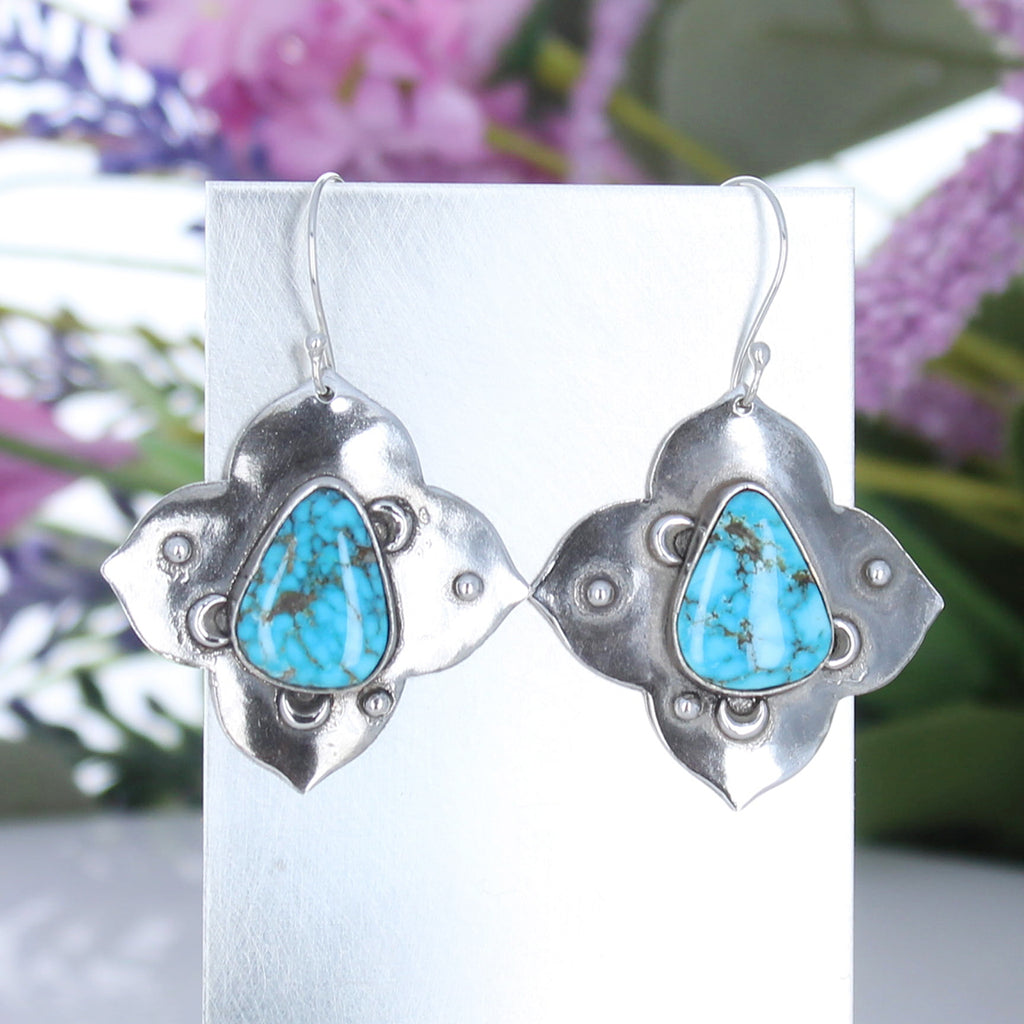 Kingman Teardrop Turquoise Earrings Sky Sterling Silver Moons