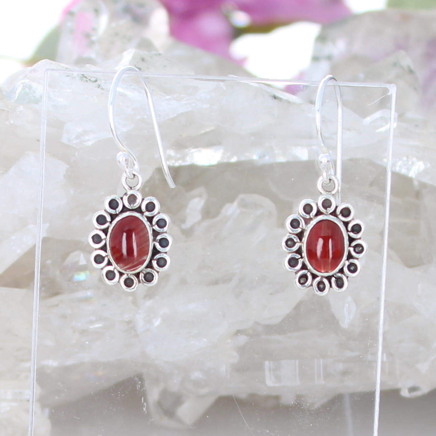 AAA Sienna Andesine Daisy Earrings Sterling Silver NewWorldGems