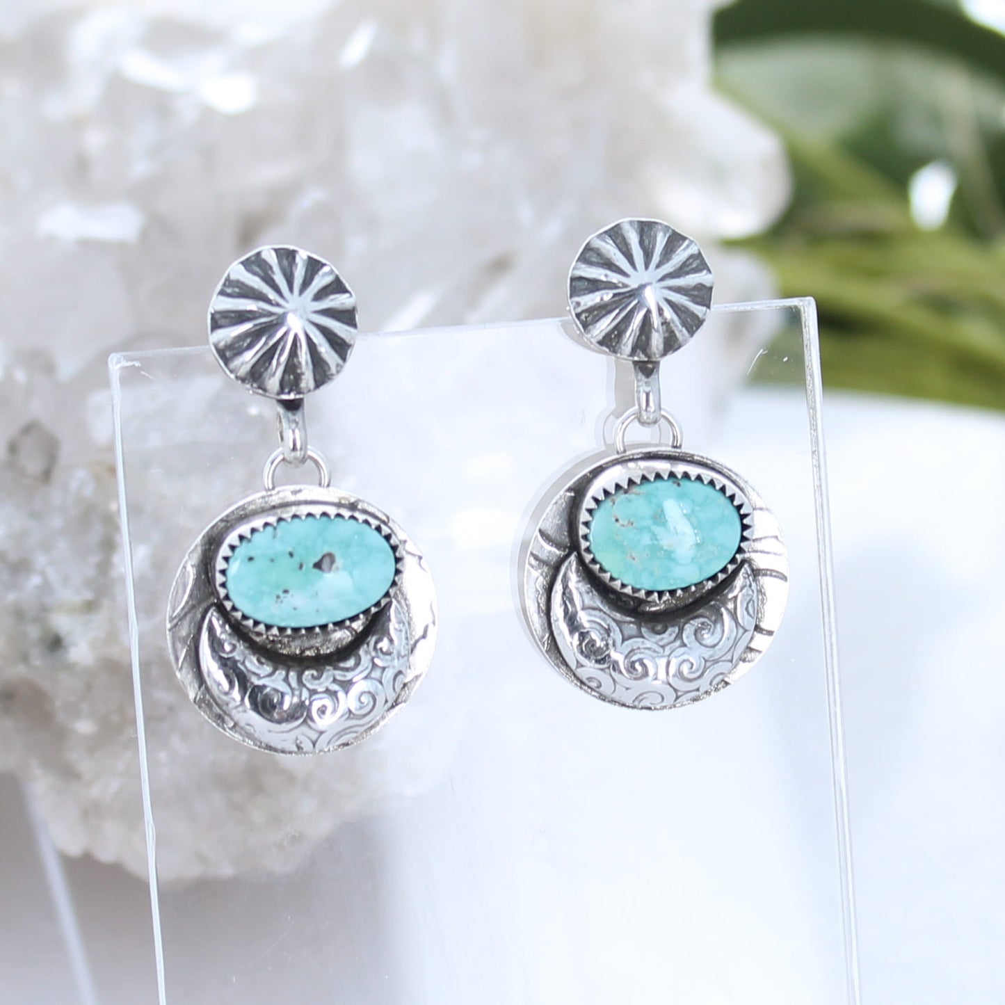 Carico Lake Moon Turquoise Earrings Southwest Robins Egg Blue