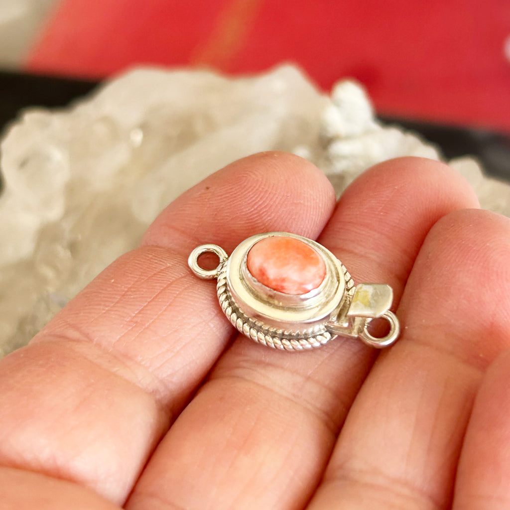 Apricot Spiny Oyster Clasp Sterling 7x9mm Southwestern Style