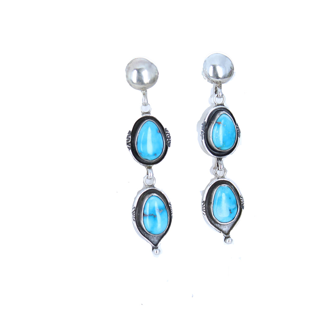 Sonoran Rose Turquoise Earrings 2 Stone Domed Post