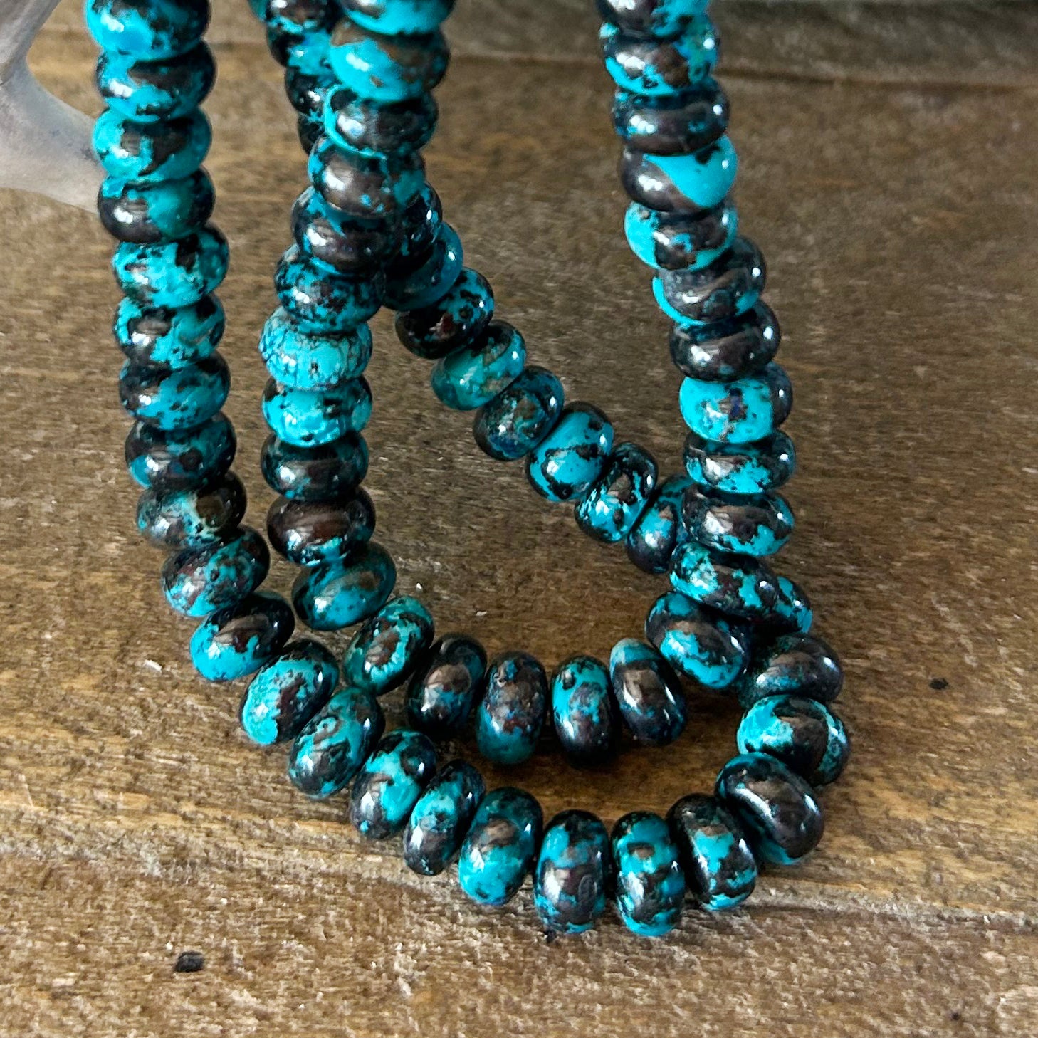 AAA Deep Blue Azurite Peacock Chrysocolla Shattuckite Beads Rondelle 8mm