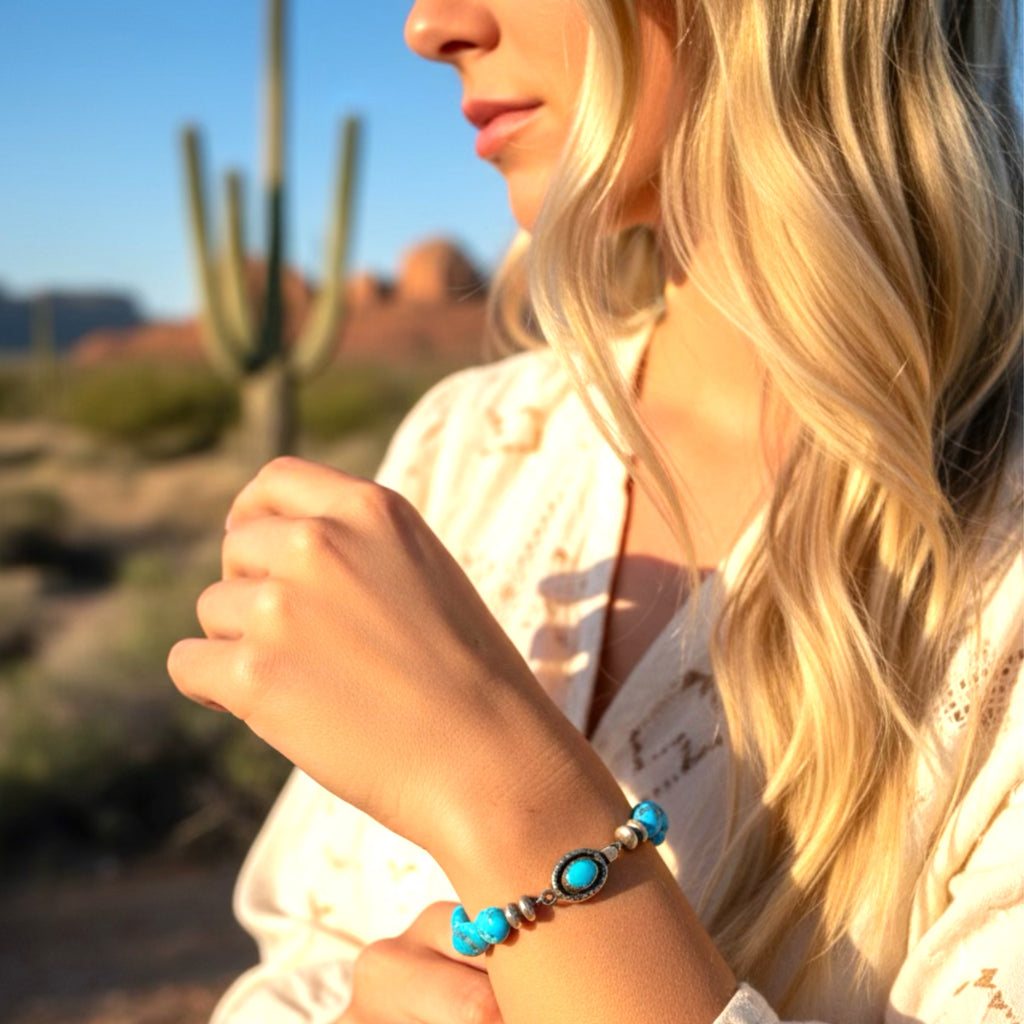 Gorgeous Sleeping Beauty TURQUOISE BRACELET Sterling Silver Southwestern