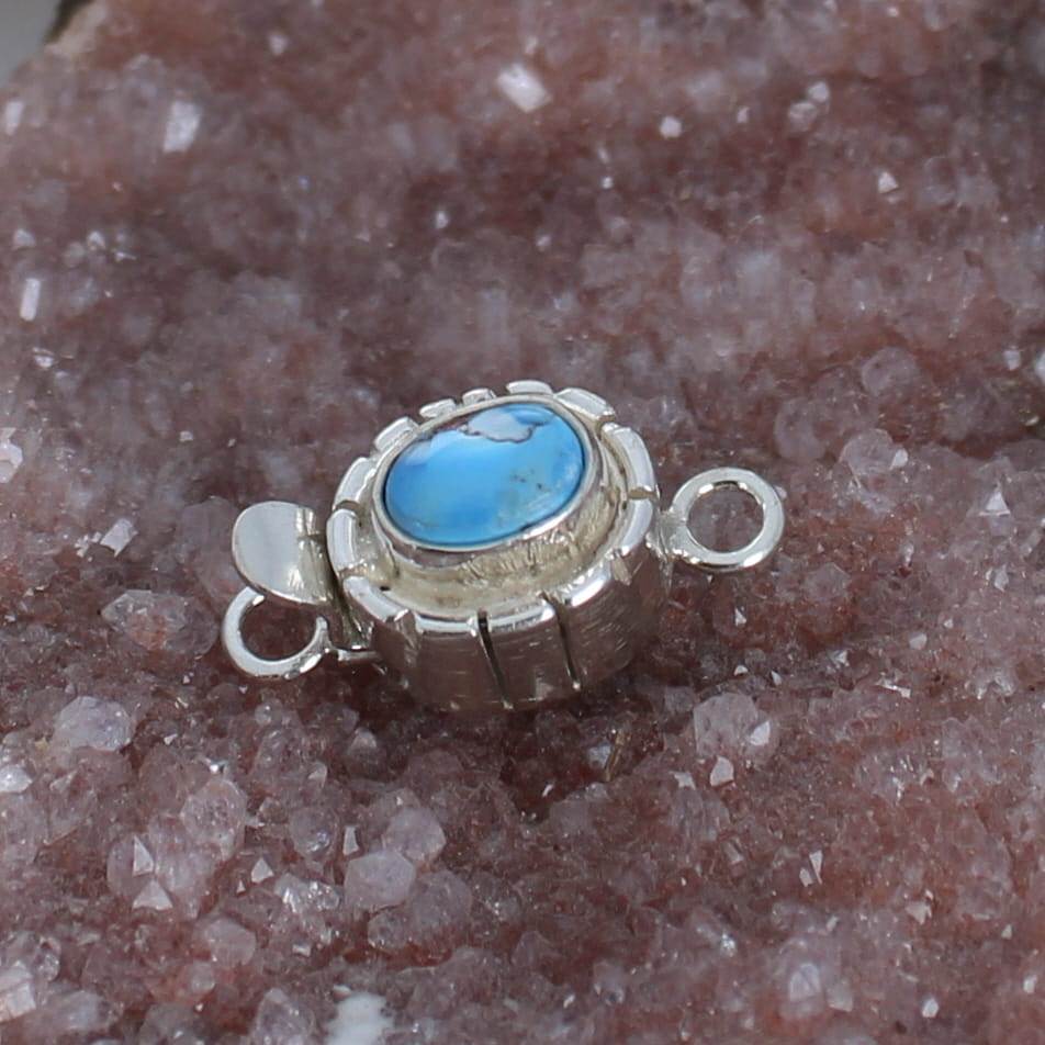 Kazakhstan Turquoise Clasp Sterling Southwestern Style 6x8mm -NewWorldGems