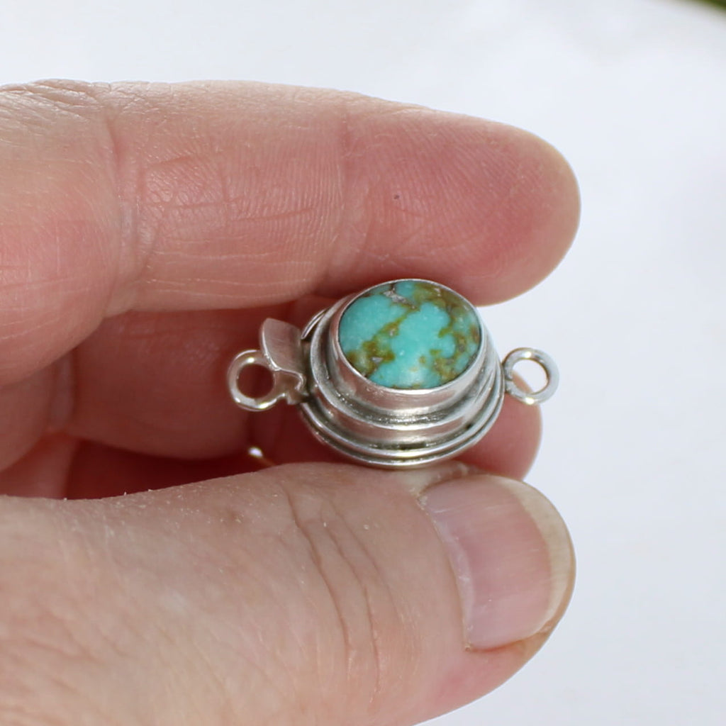 AAA Blue Green Sonoran Mountain Turquoise Clasp Sterling 11.5x10mm Classic