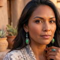 AAA Sonoran Gold Turquoise Earrings 3 Stone Boho Southwest Style