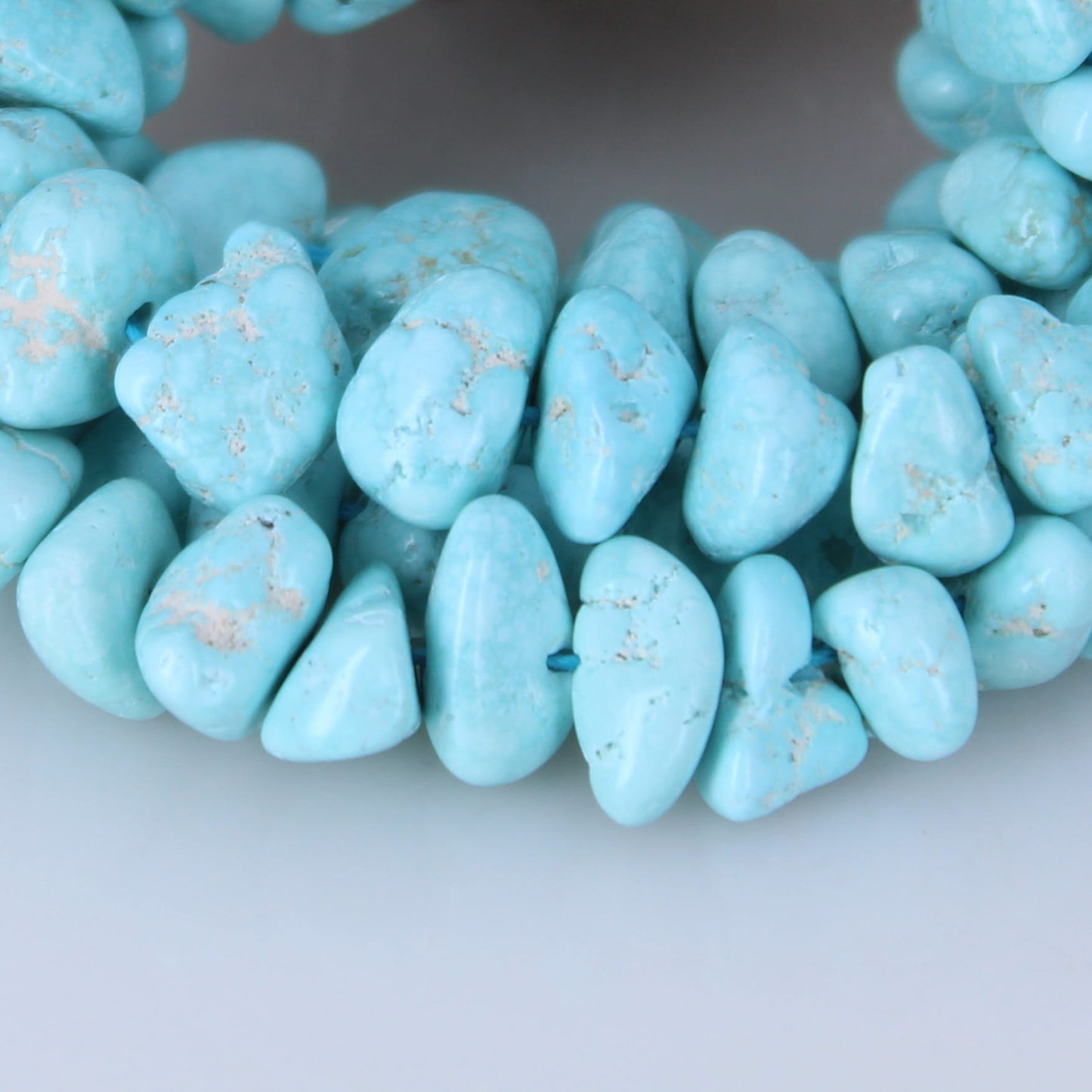 RARE WHITE CREEK Turquoise Beads 6-15mm 16"