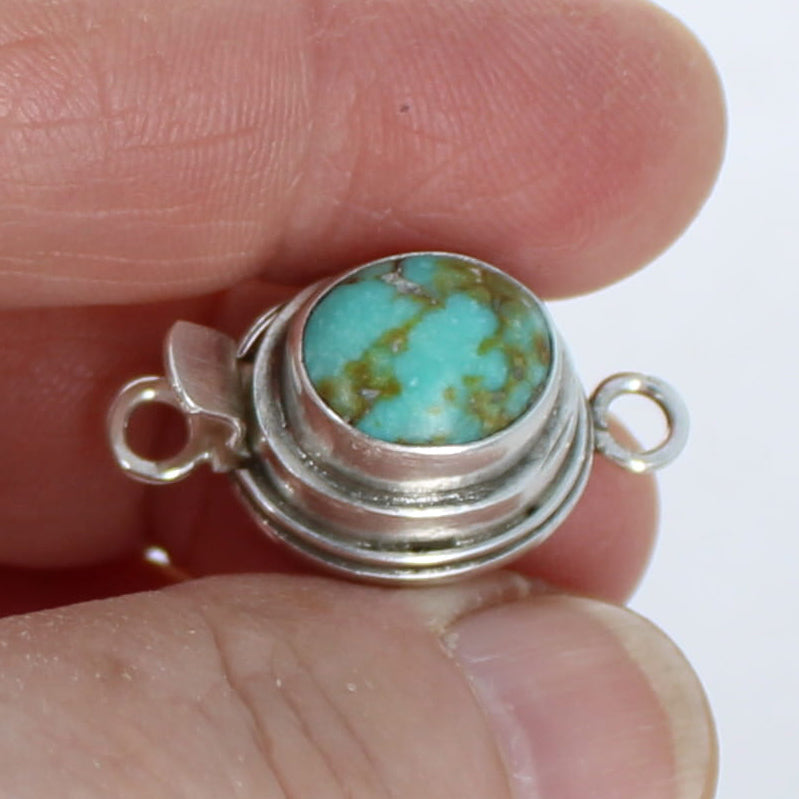 AAA Blue Green Sonoran Mountain Turquoise Clasp Sterling 11.5x10mm Classic