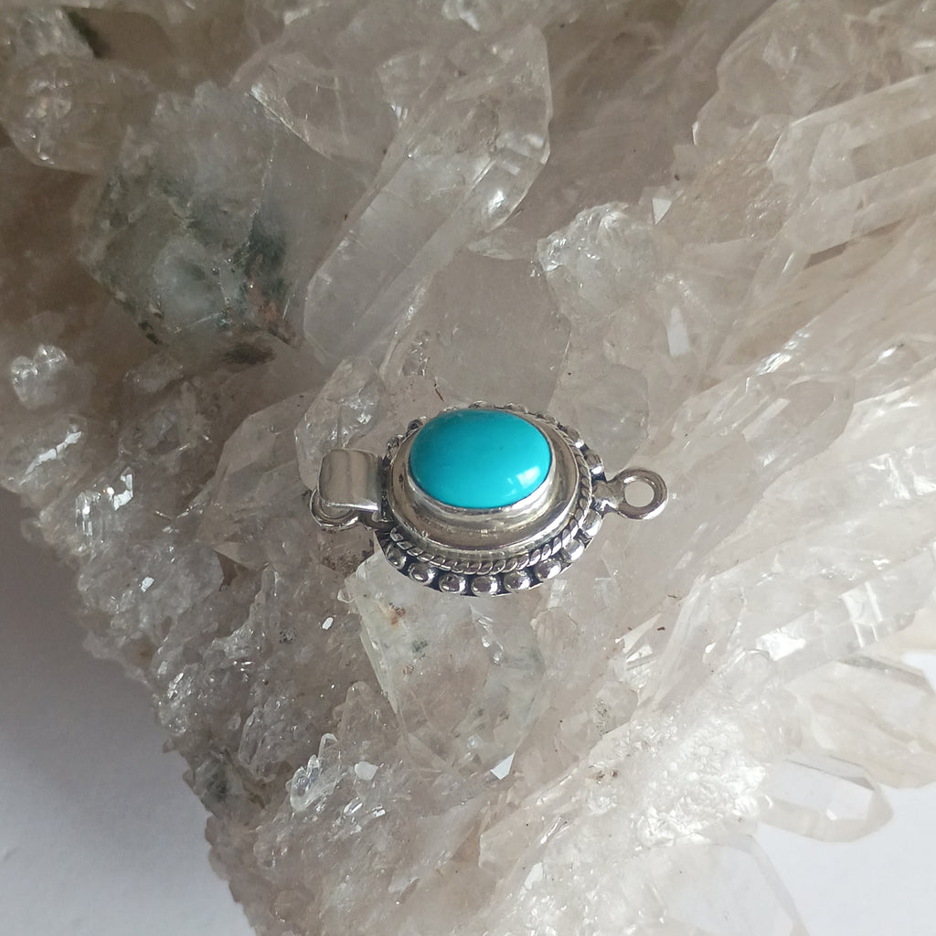 Gem Grade Blue LONE MOUNTAIN Turquoise Clasp Sterling Southwestern 8x10mm
