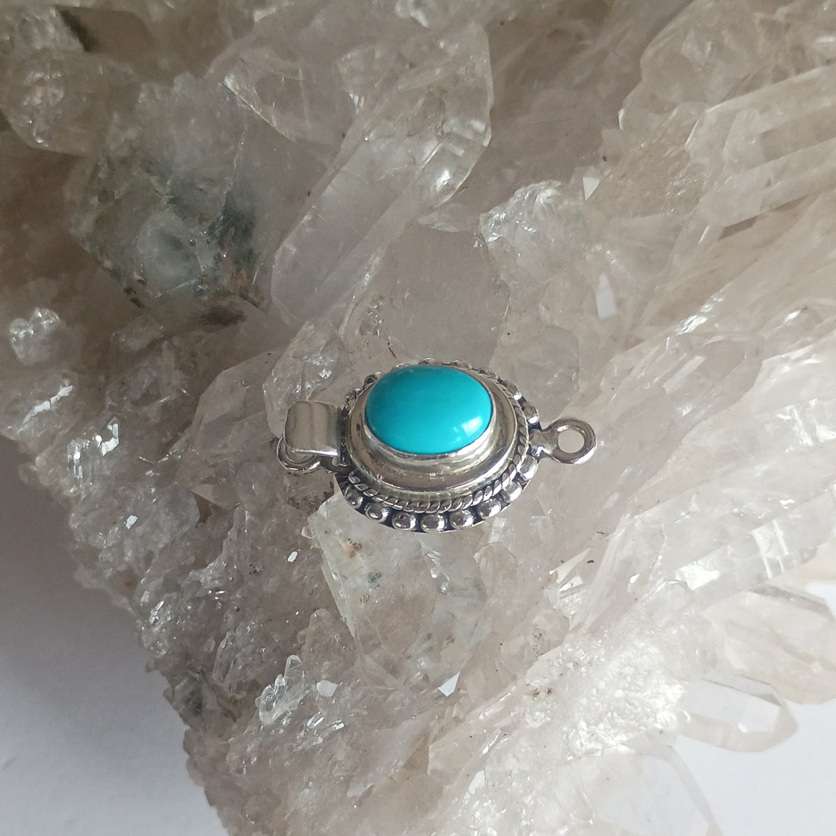 Gem Grade Blue LONE MOUNTAIN Turquoise Clasp Sterling Southwestern 8x10mm