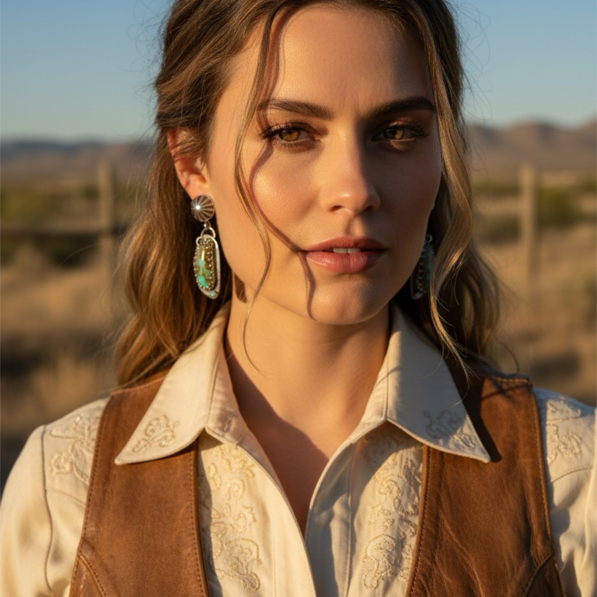 AAA VIVID TURQUOISE and Opal Earrings #8 Mine Sterling Southwest