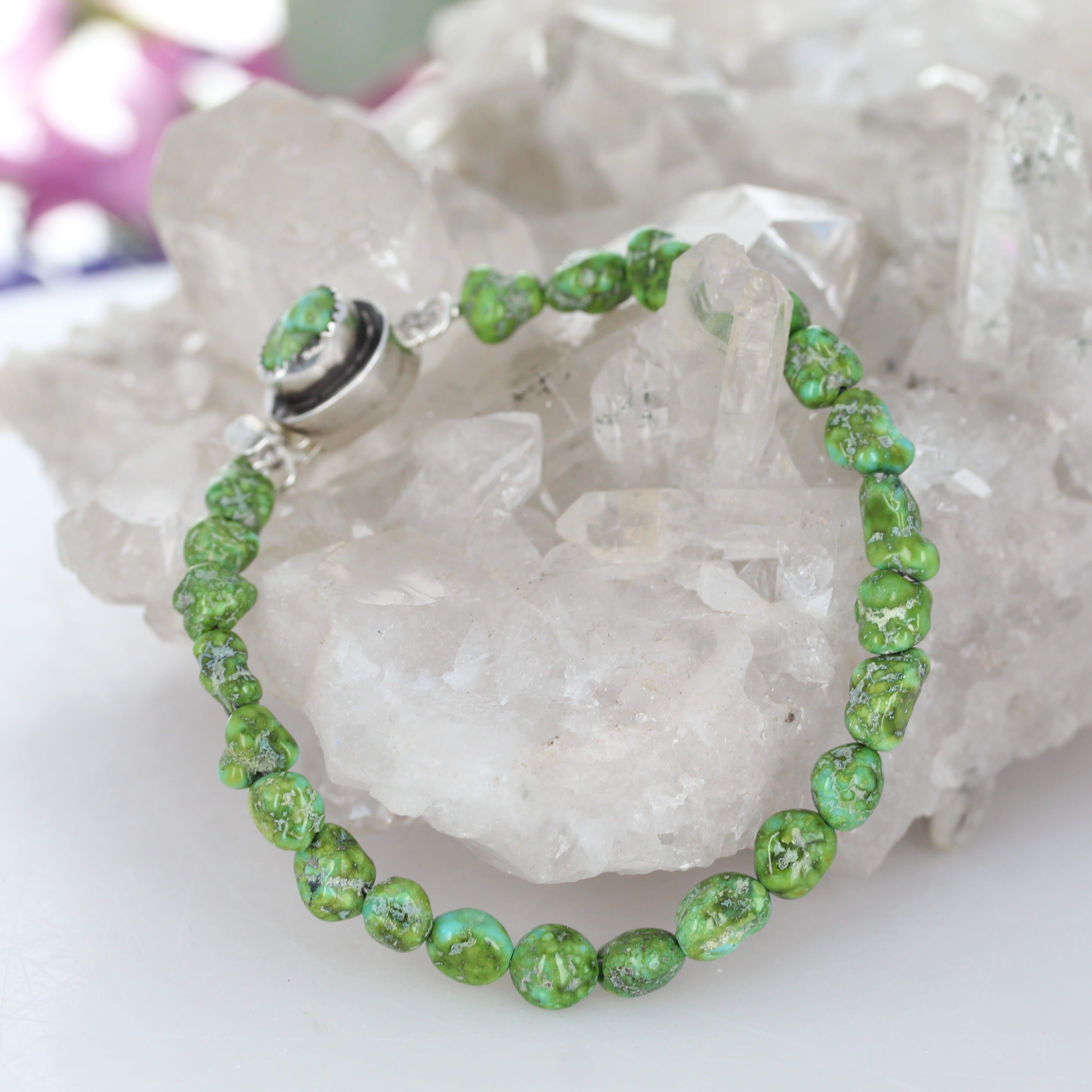 Lime Green Sonoran Gold Turquoise Bracelet Sterling Silver