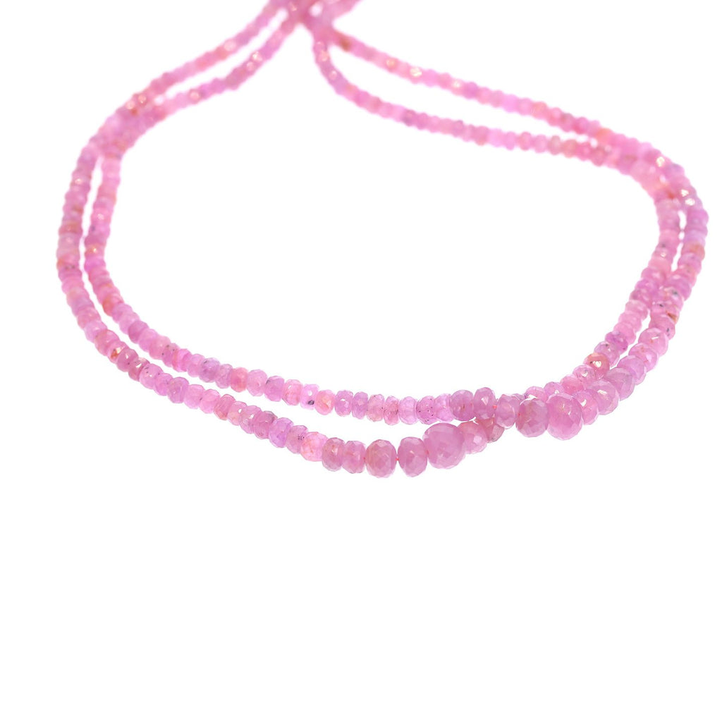Sapphire Beads Faceted Rondelles Hot Pink 3-6Mm 16"