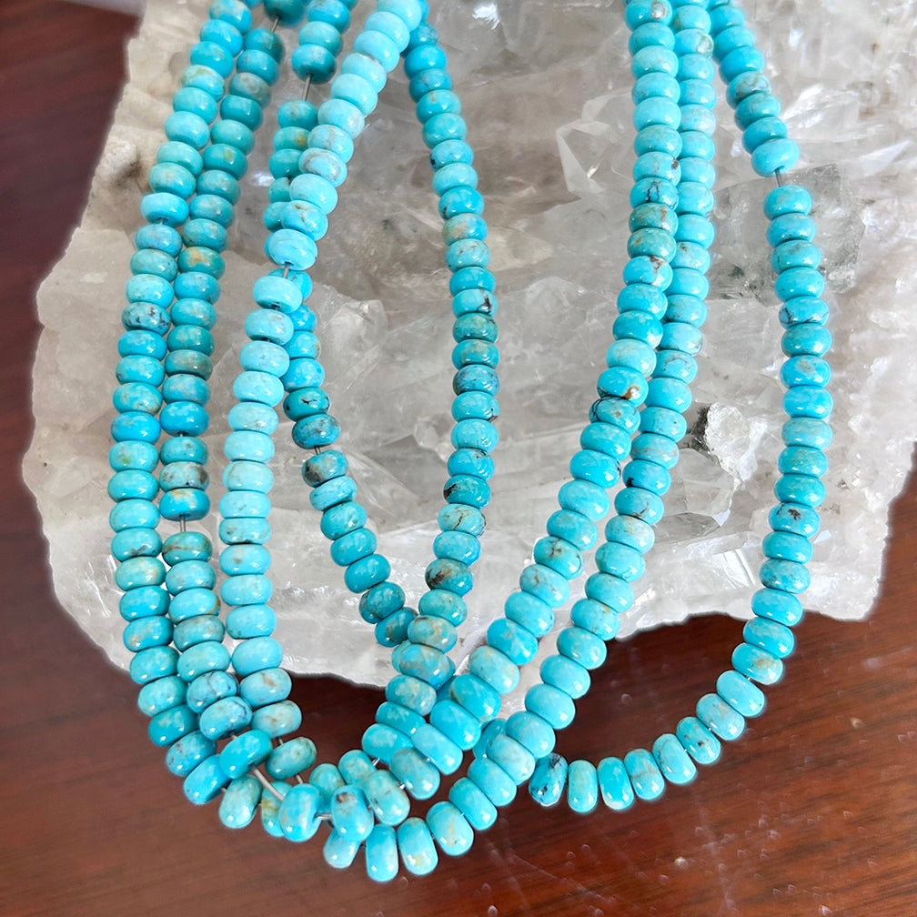 AAA Blue Kingman Turquoise Beads 5mm rondelles 16"